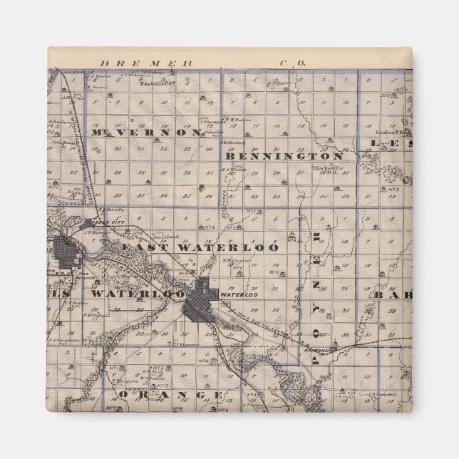 Map of Black Hawk County, State of Iowa Magnet (Front)