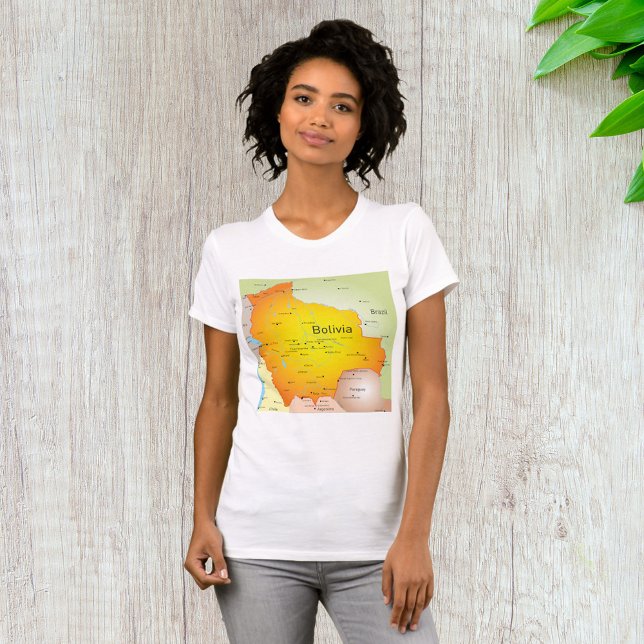 Map of Bolivia with Cities and Borders T-Shirt (Creator Uploaded)