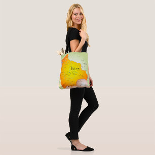 Map of Bolivia with Cities and Borders Tote Bag