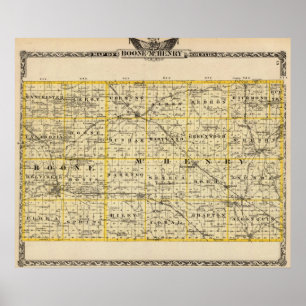 Map of Boone and McHenry counties Poster