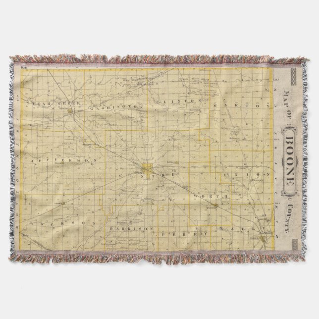 Map of Boone County Throw Blanket (Front)