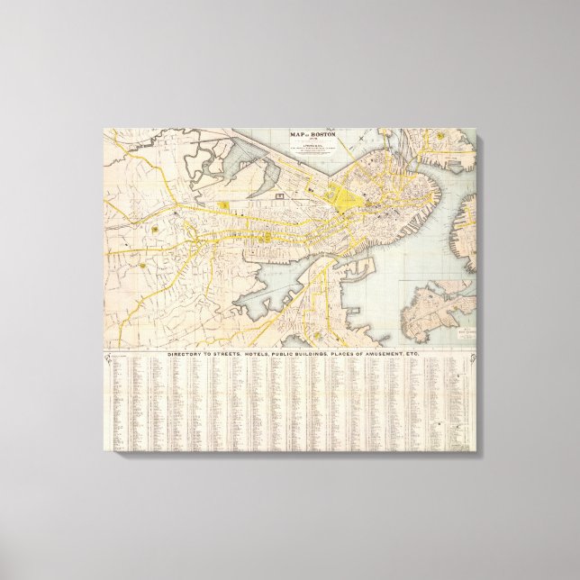 Map Of Boston 2 Canvas Print (Front)