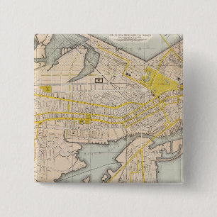 Map Of Boston 2 Inch Square Button
