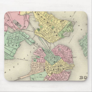 Map Of Boston And Adjacent Cities Mouse Pad