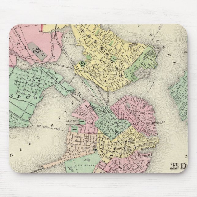 Map Of Boston And Adjacent Cities Mouse Pad (Front)