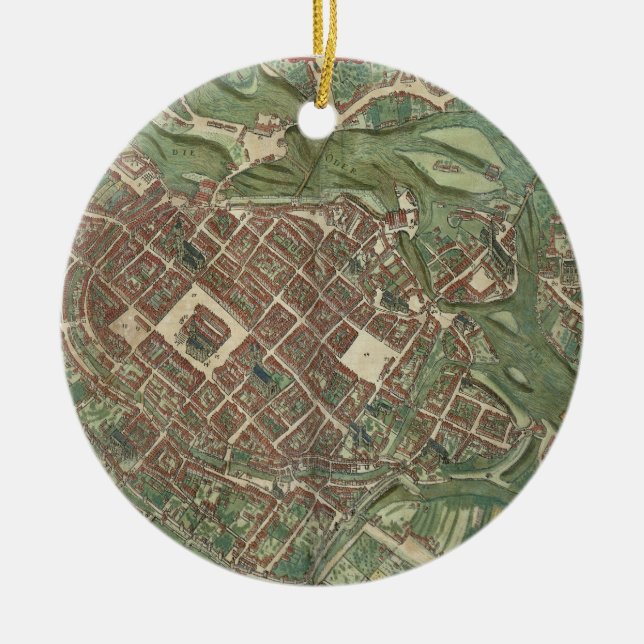 Map of Bratislava, from 'Civitates Orbis Terrarum' Ceramic Ornament (Front)