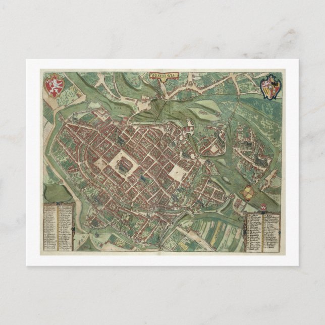 Map of Bratislava, from 'Civitates Orbis Terrarum' Postcard (Front)