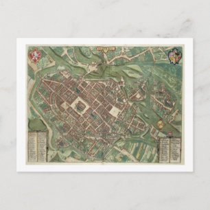 Map of Bratislava, from 'Civitates Orbis Terrarum' Postcard