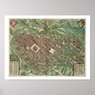Map of Bratislava, from 'Civitates Orbis Terrarum' Poster