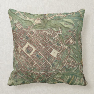Map of Bratislava, from 'Civitates Orbis Terrarum' Throw Pillow