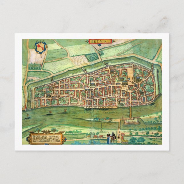Map of Bremen, from 'Civitates Orbis Terrarum' by Postcard (Front)
