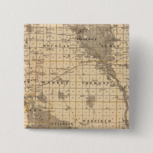 Map of Bremer County 2 Inch Square Button (Front)