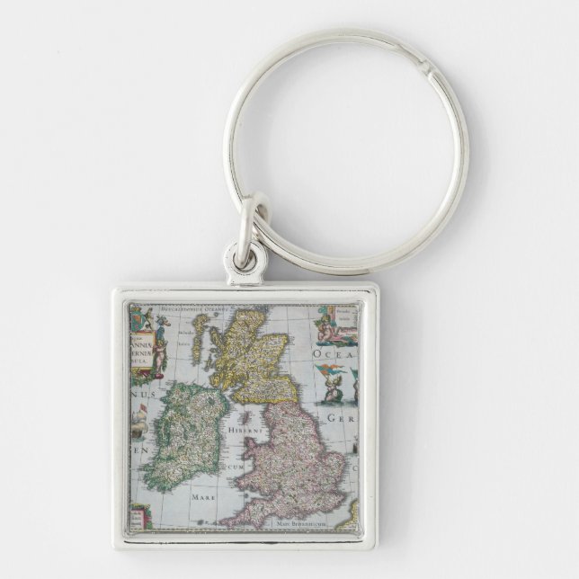 Map of Britain, 1631 Keychain (Front)