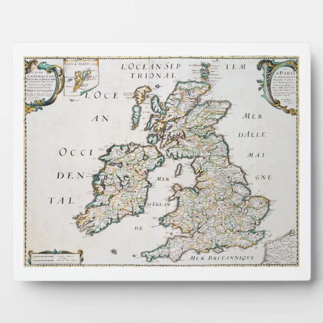 Map of Britain and Ireland, published Paris 1640 ( Plaque (Front)