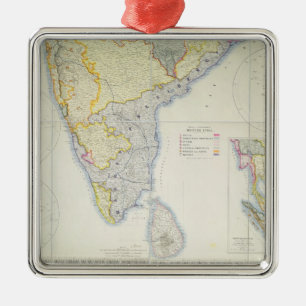 Map of British Southern India, 1872 Metal Ornament