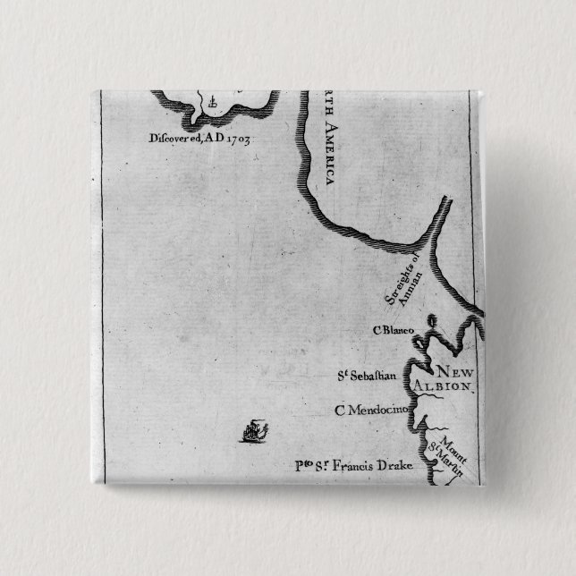 Map of Brobdingnag 2 Inch Square Button (Front)