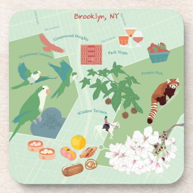 Map of Brooklyn Coaster (Front)