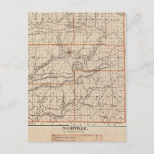 Map of Brown County with Plan of Nashville Postcard