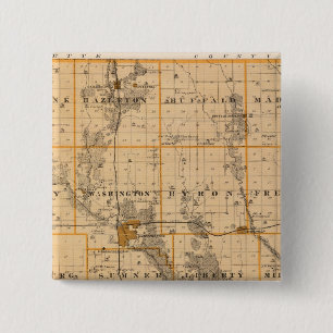 Map of Buchanan County, State of Iowa 2 Inch Square Button