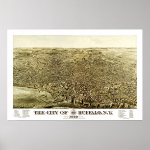 Map of Buffalo, NY from 1880 Poster