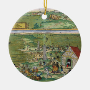 Map of Cadiz, from 'Civitates Orbis Terrarum' by G Ceramic Ornament