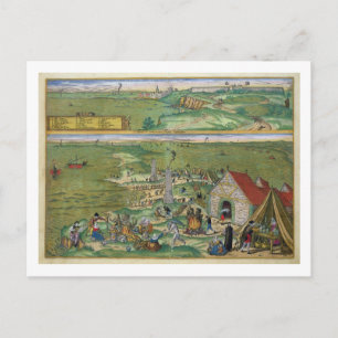 Map of Cadiz, from 'Civitates Orbis Terrarum' by G Postcard
