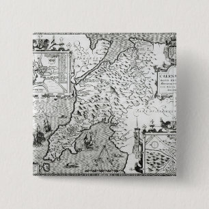 Map of Caernarvon, 1616 2 Inch Square Button