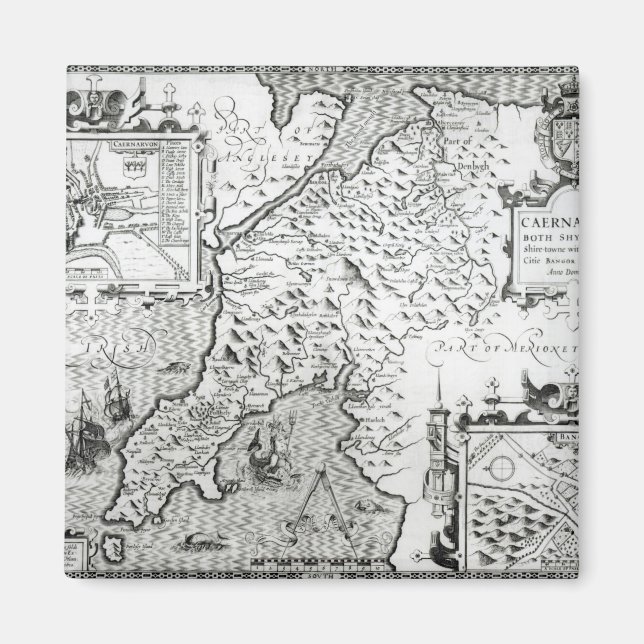 Map of Caernarvon, 1616 Magnet (Front)