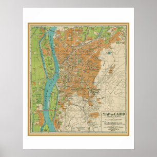 Map of Cairo Egypt -circa. 1933 Poster