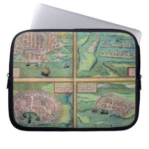 Map of Calais, Malta, Rhodes, and Famagusta, from Laptop Sleeve