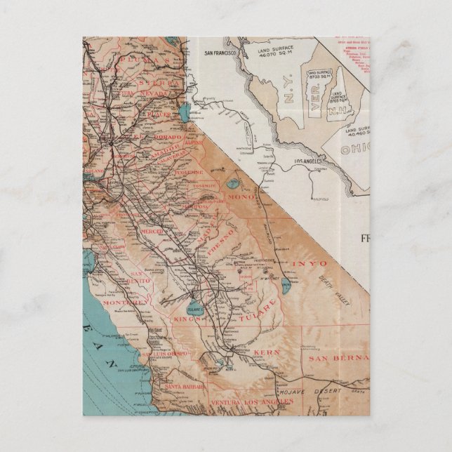 Map of California 2 Postcard (Front)