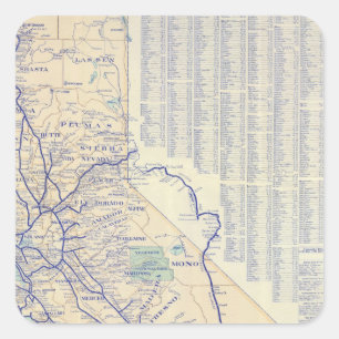 Map of California 4 Square Sticker