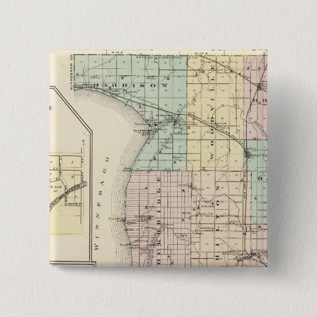 Map of Calumet County, State of Wisconsin 2 Inch Square Button (Front)