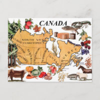 Map of Canada and various representative products