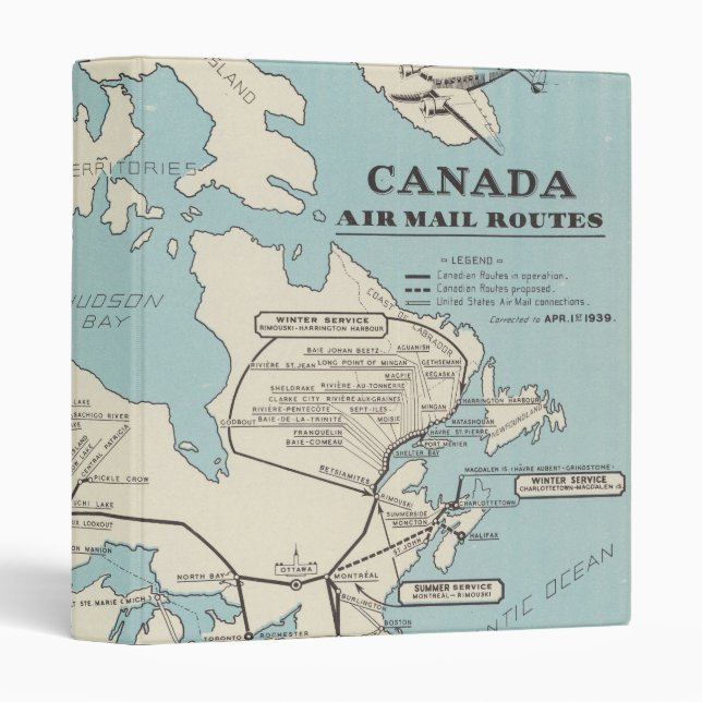 Map of Canada - Canada Air Mail Routes Binder (Front/Spine)