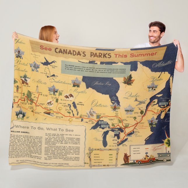Map of Canada - Canada's Parks Fleece Blanket (In Situ)