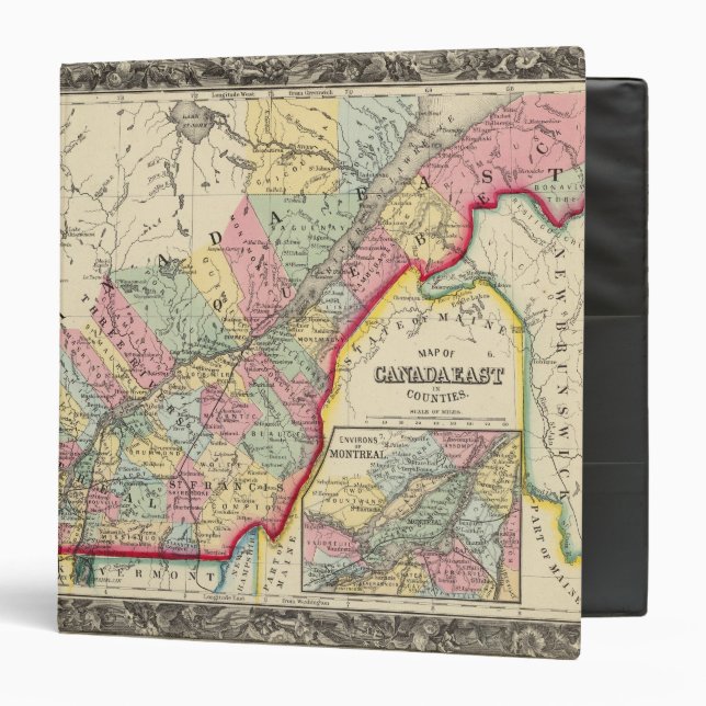 Map Of Canada East In Counties Binder (Front/Inside)