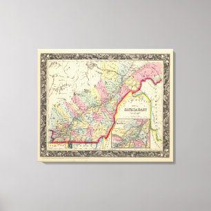 Map Of Canada East In Counties Canvas Print