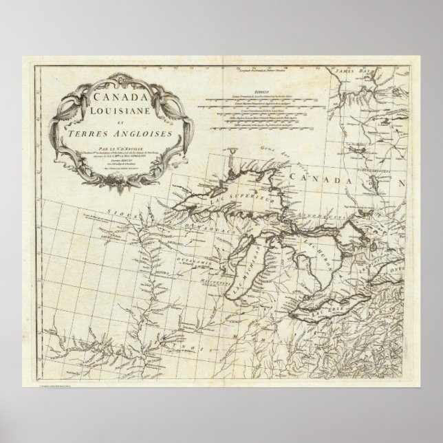 Map of Canada featuring Native American Villages Poster (Front)