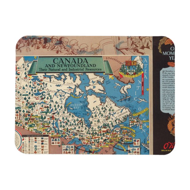 Map of Canada - Natural and Industrial Resources Magnet (Horizontal)
