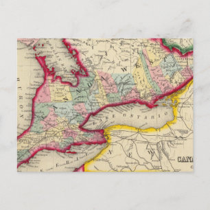Map Of Canada West In Counties Postcard