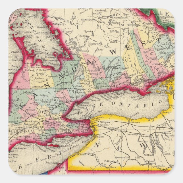 Map Of Canada West In Counties Square Sticker (Front)