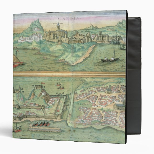 Map of Candia and Corfu, from 'Civitates Orbis Ter Binder (Front/Inside)