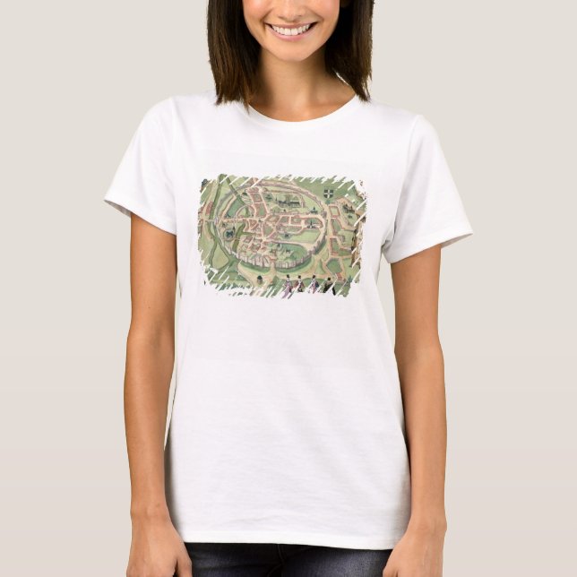 Map of Canterbury, from 'Civitates Orbis Terrarum' T-Shirt (Front)