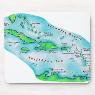 Map of Caribbean Islands Mouse Pad