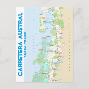 Map of Carretera Austral Postcard
