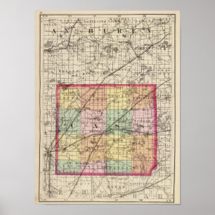 Map of Cass County, Michigan Poster