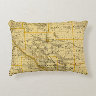 Map of Cedar County, State of Iowa Decorative Pillow