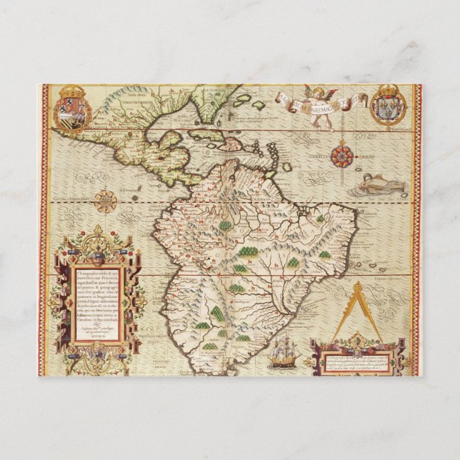 Map of Central and South America Postcard (Front)