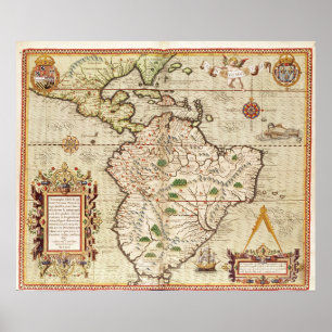 Map of Central and South America Poster